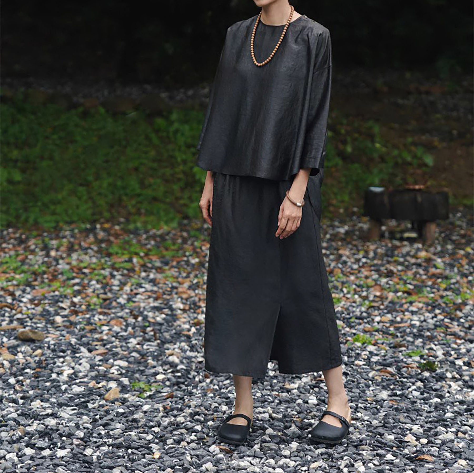 edoa Intangible Cultural Heritage Cracked Mud Silk A-line Skirt