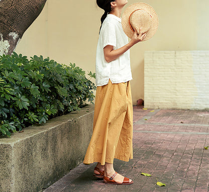 edoa High-density Pure Cotton Midi Skirt