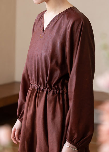 edoa Mud Silk Habotai V-Neck Dress