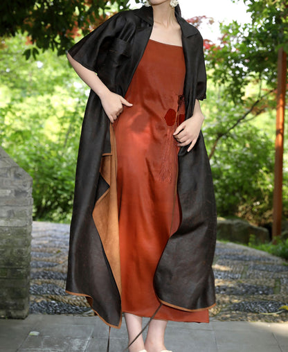 edoa Cracked Mud Silk Duster Coat