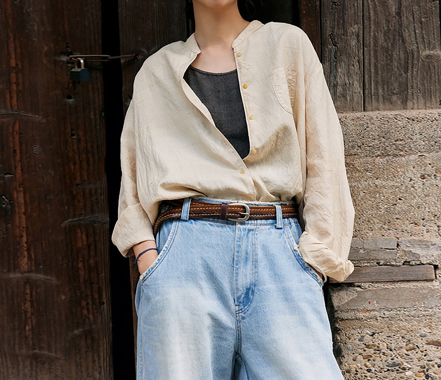 edoa Dupioni Tussah Silk Chinese Over Blouse