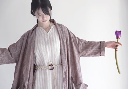 edoa oversized shawl collar linen coat