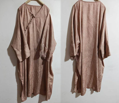 Dusty Pink Mulberry Silk Sakura Jacquard Chinese Blouse bl0147 X325
