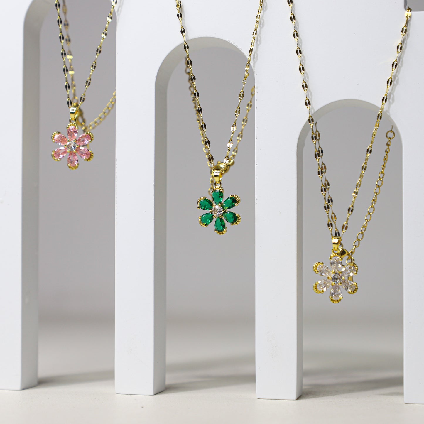 Vintage Floral Birthstone Necklace ne0031