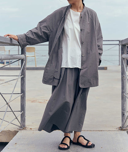 edoa Gray Loose Fitting High Densit Sun-dried Cotton Oriental Tang Jacket