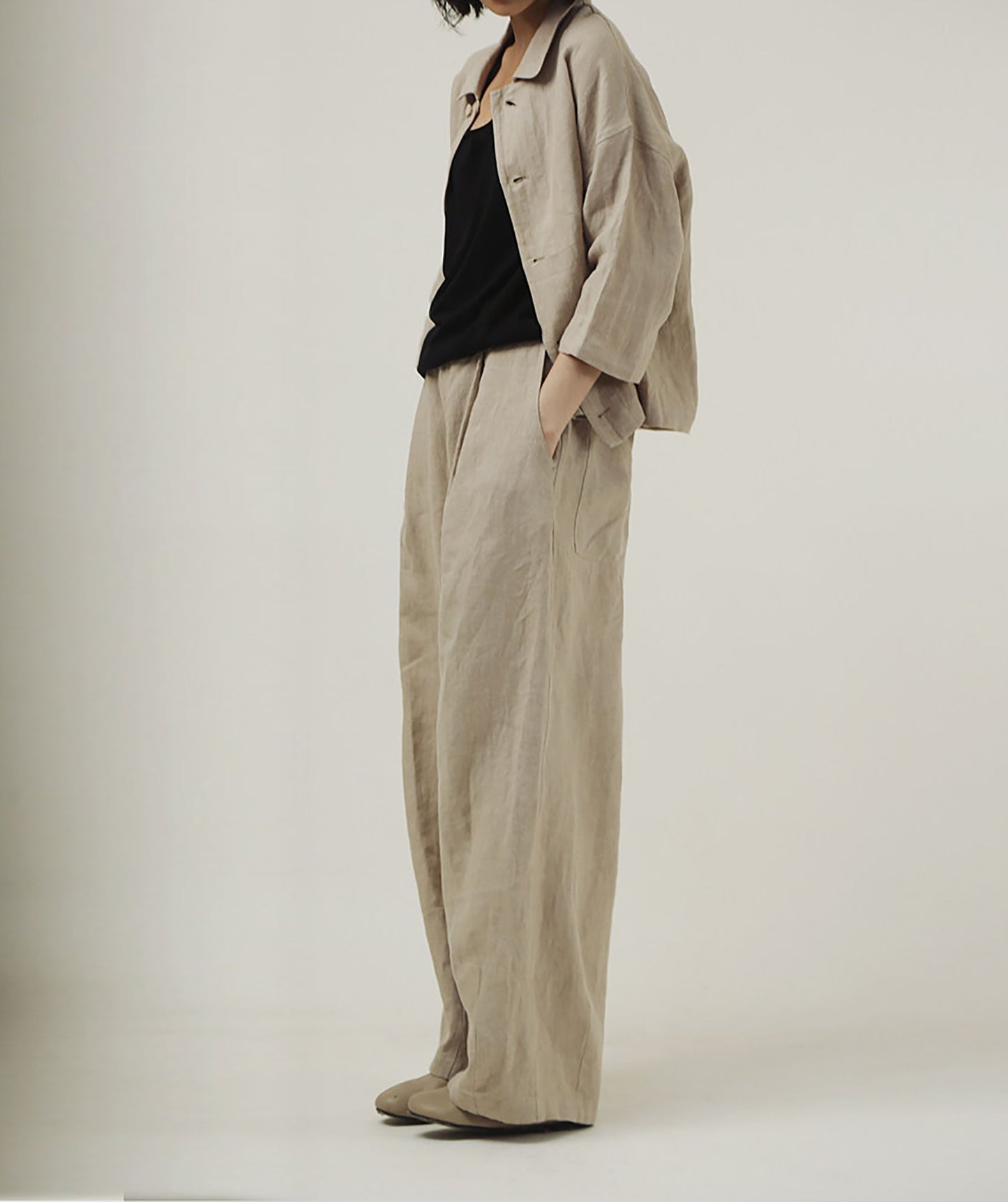 edoa Spring Loose Linen Short Jacket