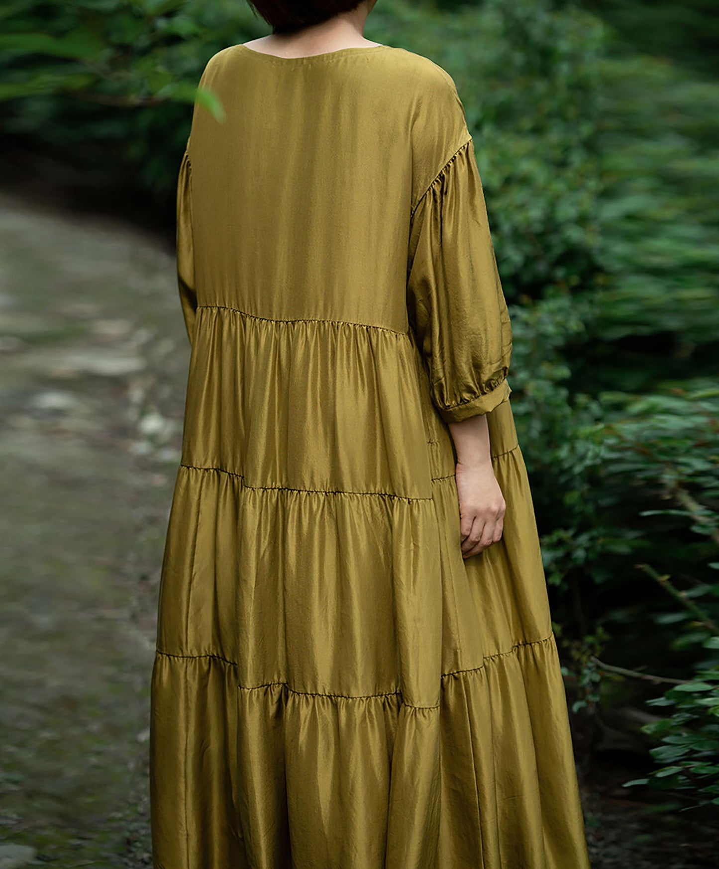 edoa Cake Silk Tiered Dress