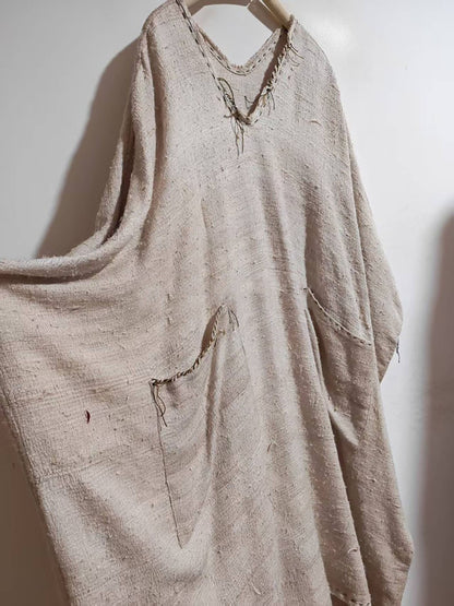 Oversized Natural Tussah Silk Slub Dress dr0391 X326