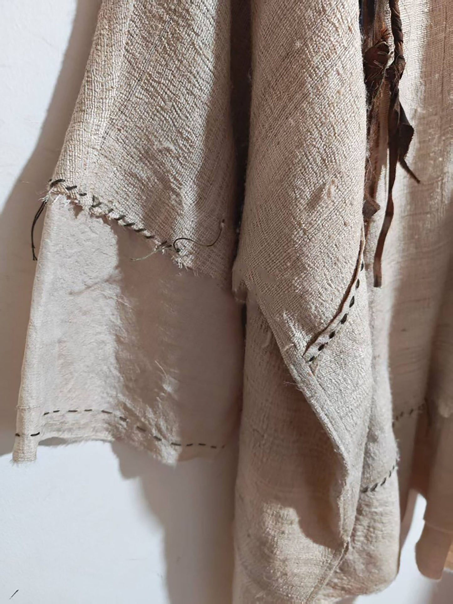 Oversized Natural Tussah Silk Slub Tunic to0329 X327