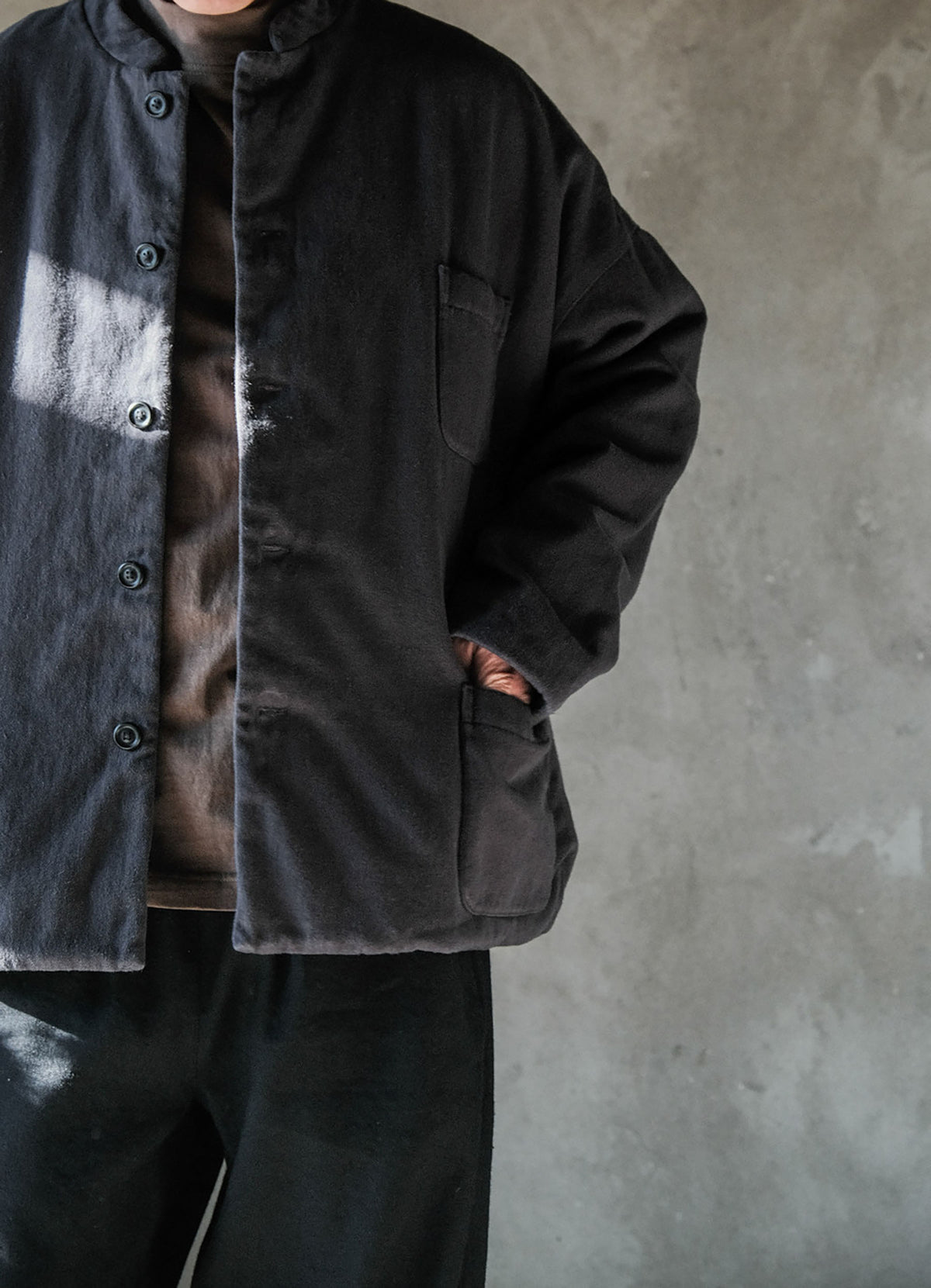 edoa Dark Gray Cotton Twill Padding Jacket