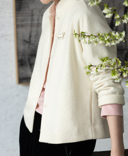 edoa Boiled Wool Short Chinese Coat