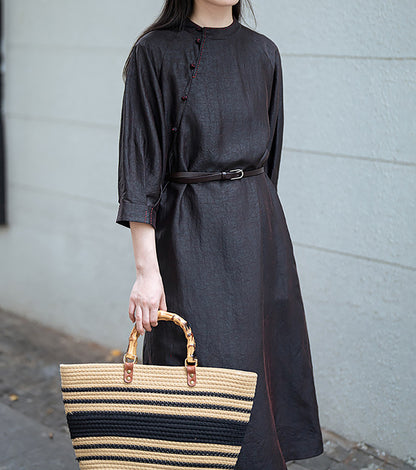 edoa Cracked Mud Silk Full Dress
