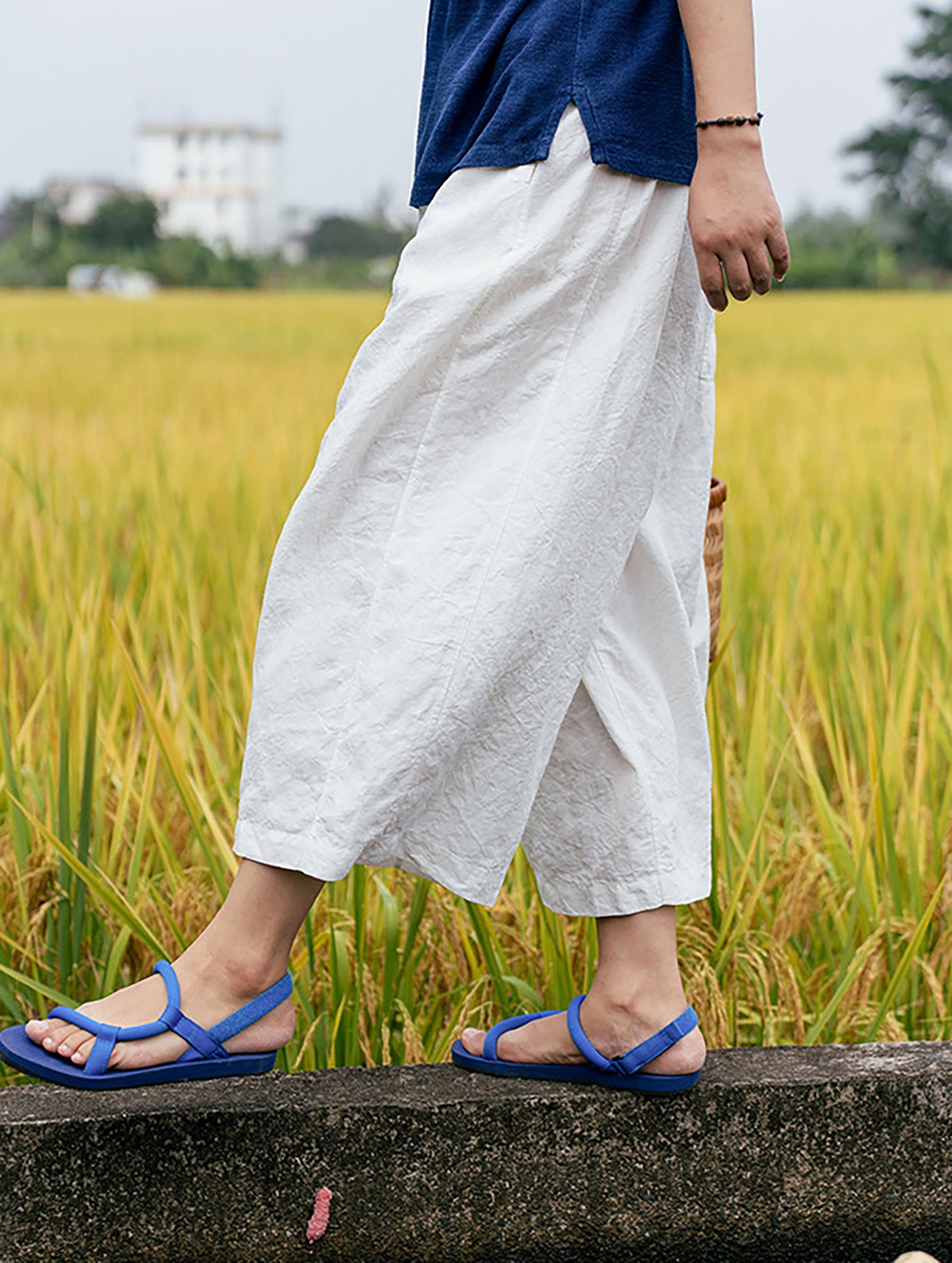 edoa Linen Above Ankle Length Trousers