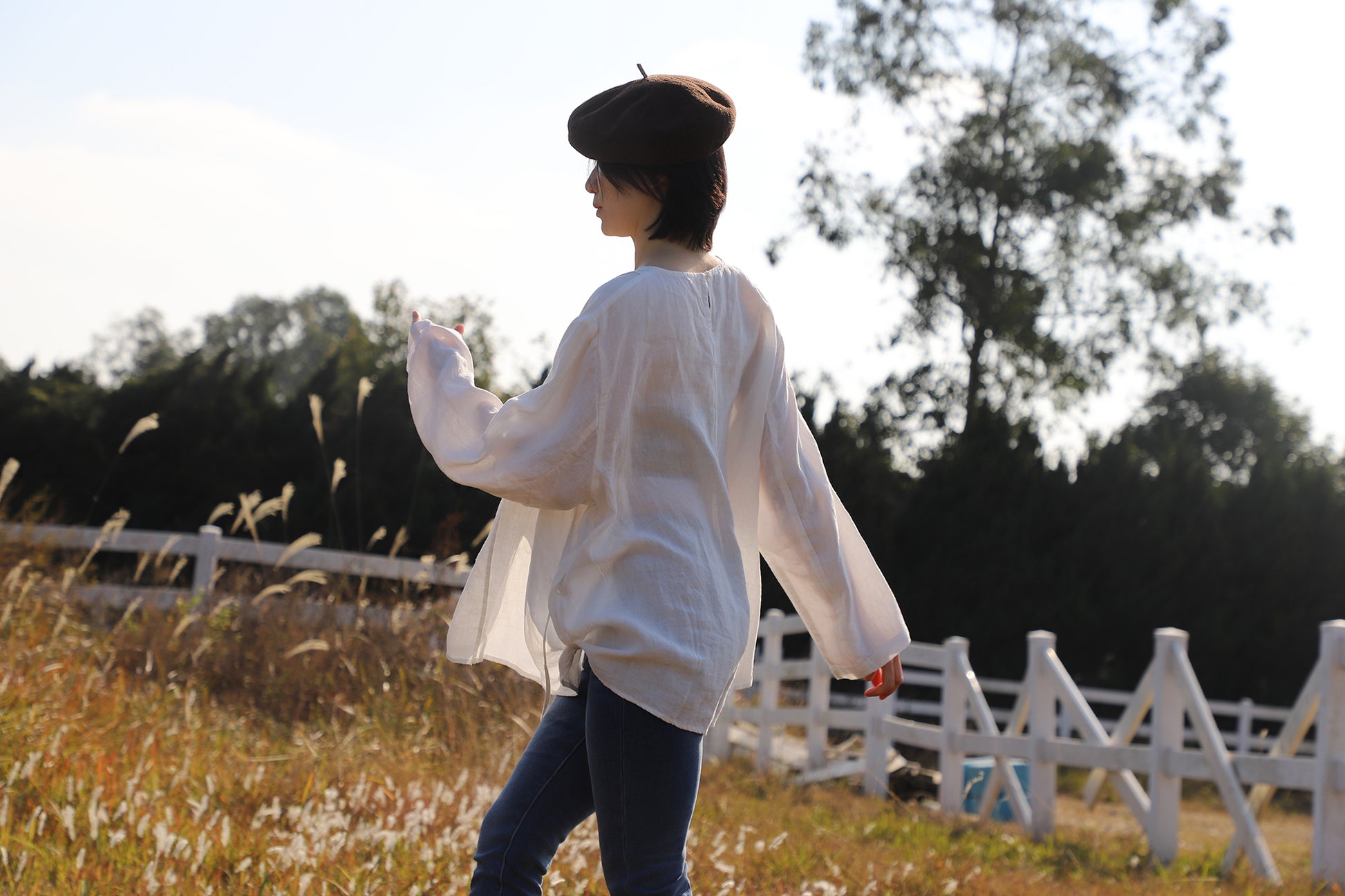 edoa Oversized Two Way Collar Linen Shirt