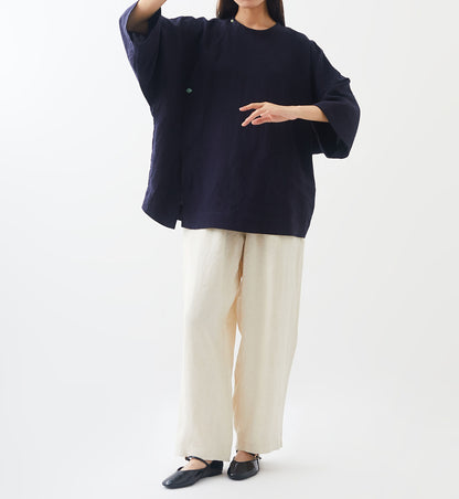 Minimalist Linen Blouse with Jade Buttons bl0022 K029