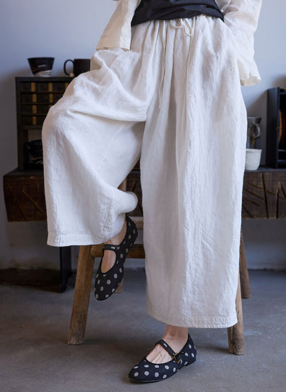 edoa Wide Balloon Silhouette Ramie Tucked Pants