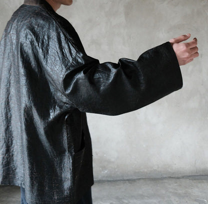 edoa Cracked Mud Silk Haori Jacket