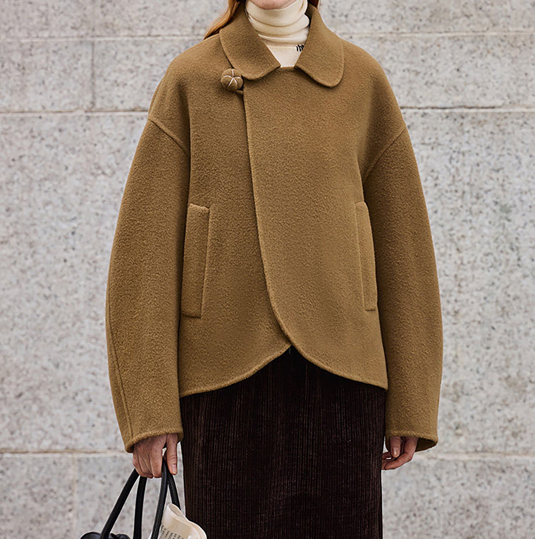 edoa New Chinese Style Double-faced Wool Peacoat