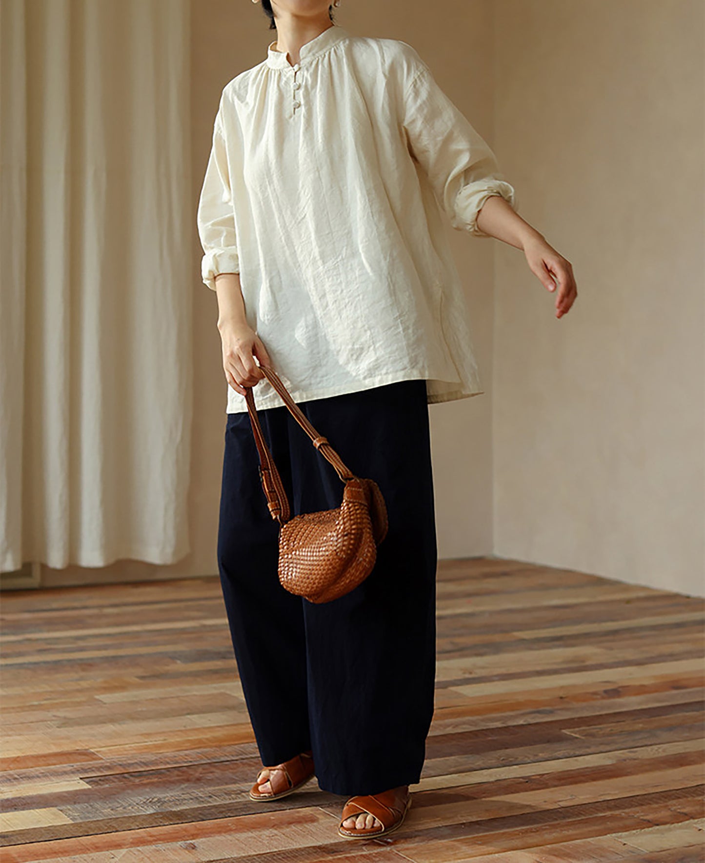 edoa Tussah Silk Linen Blend Chines Blouse