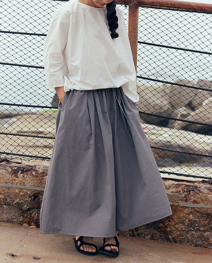edoa White Loose Fitting Dolman Sleeves  Cotton Pullover Shirt