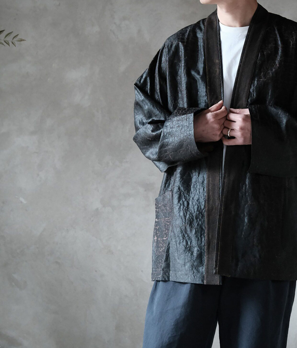 edoa Cracked Mud Silk Haori Jacket