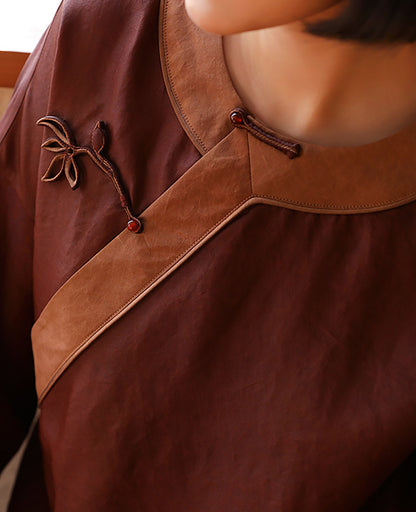 edoa Luxury Cracked Mud Silk Habotai Chinese Style Cheongsam
