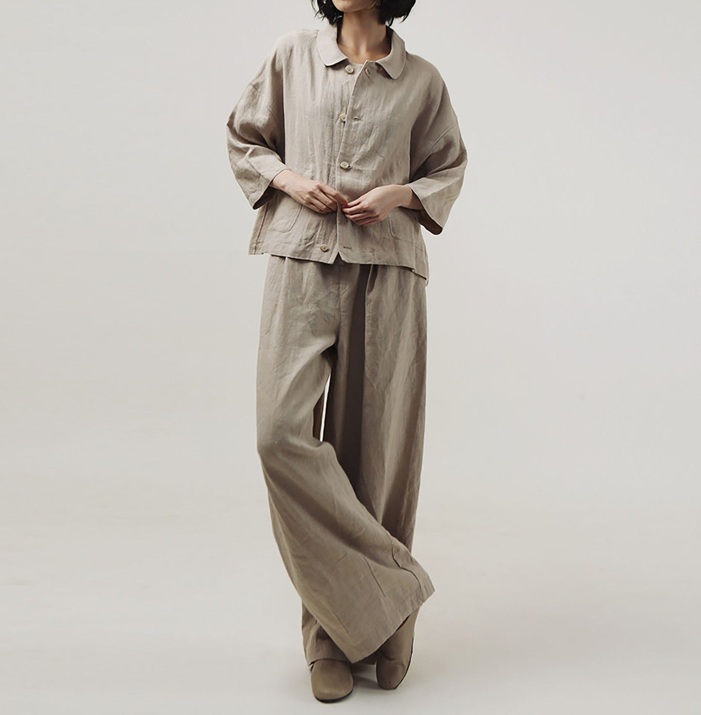 edoa Spring Loose Linen Short Jacket