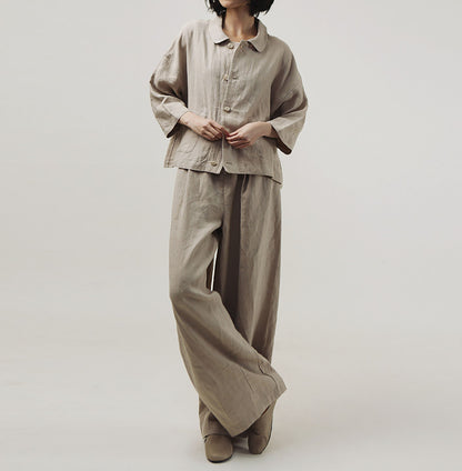 edoa Spring Loose Linen Short Jacket