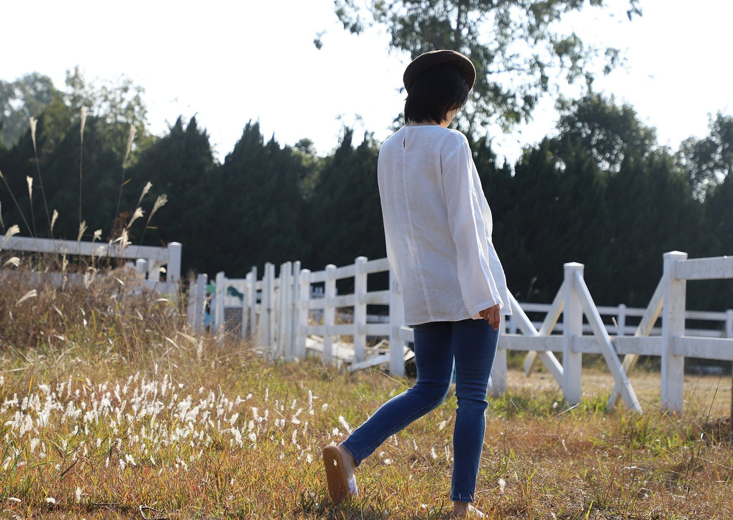 edoa Oversized Two Way Collar Linen Shirt