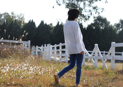 edoa Oversized Two Way Collar Linen Shirt
