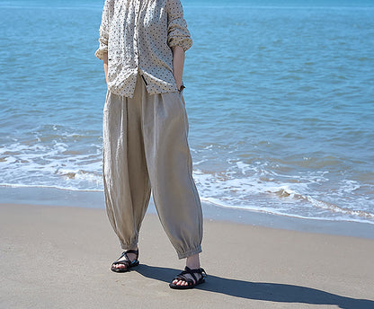 edoa Eco-friendly Flax Linen Lattern Pants 