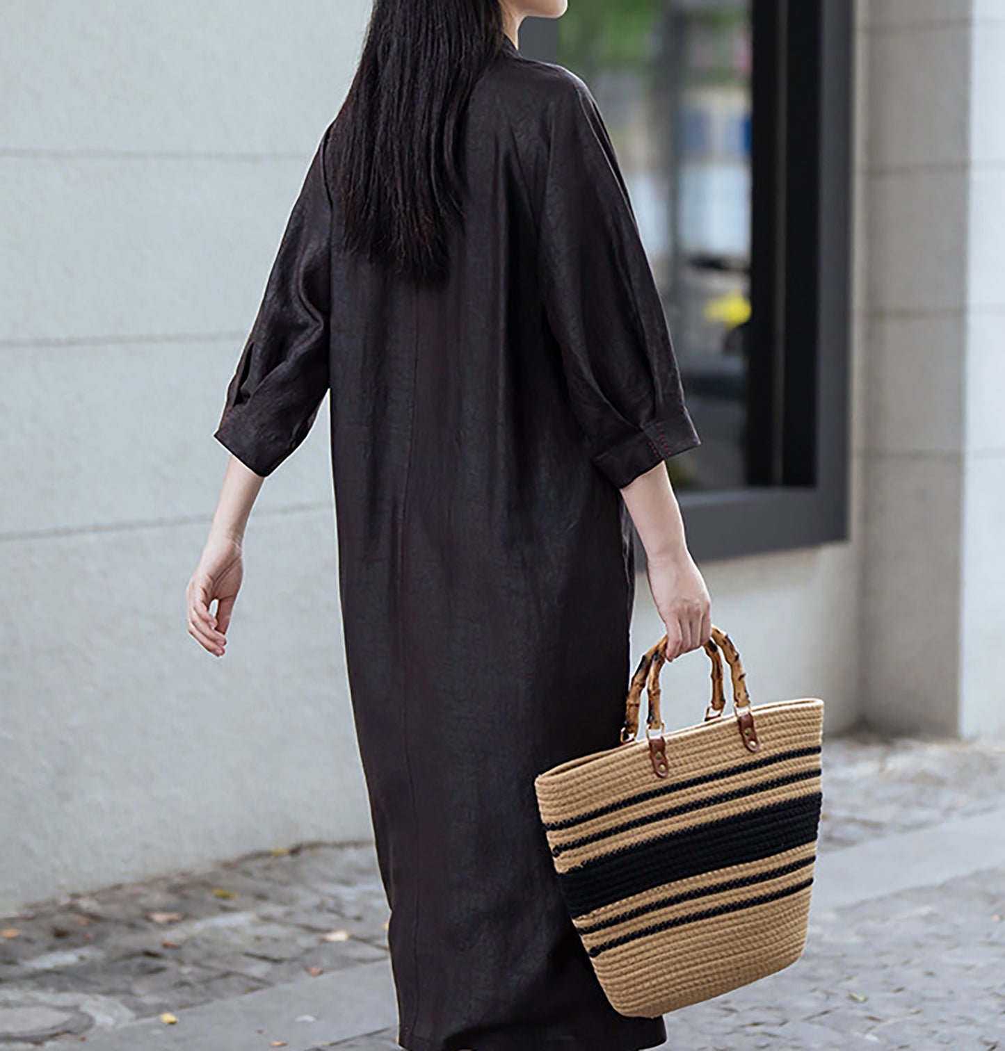 edoa Cracked Mud Silk Full Dress