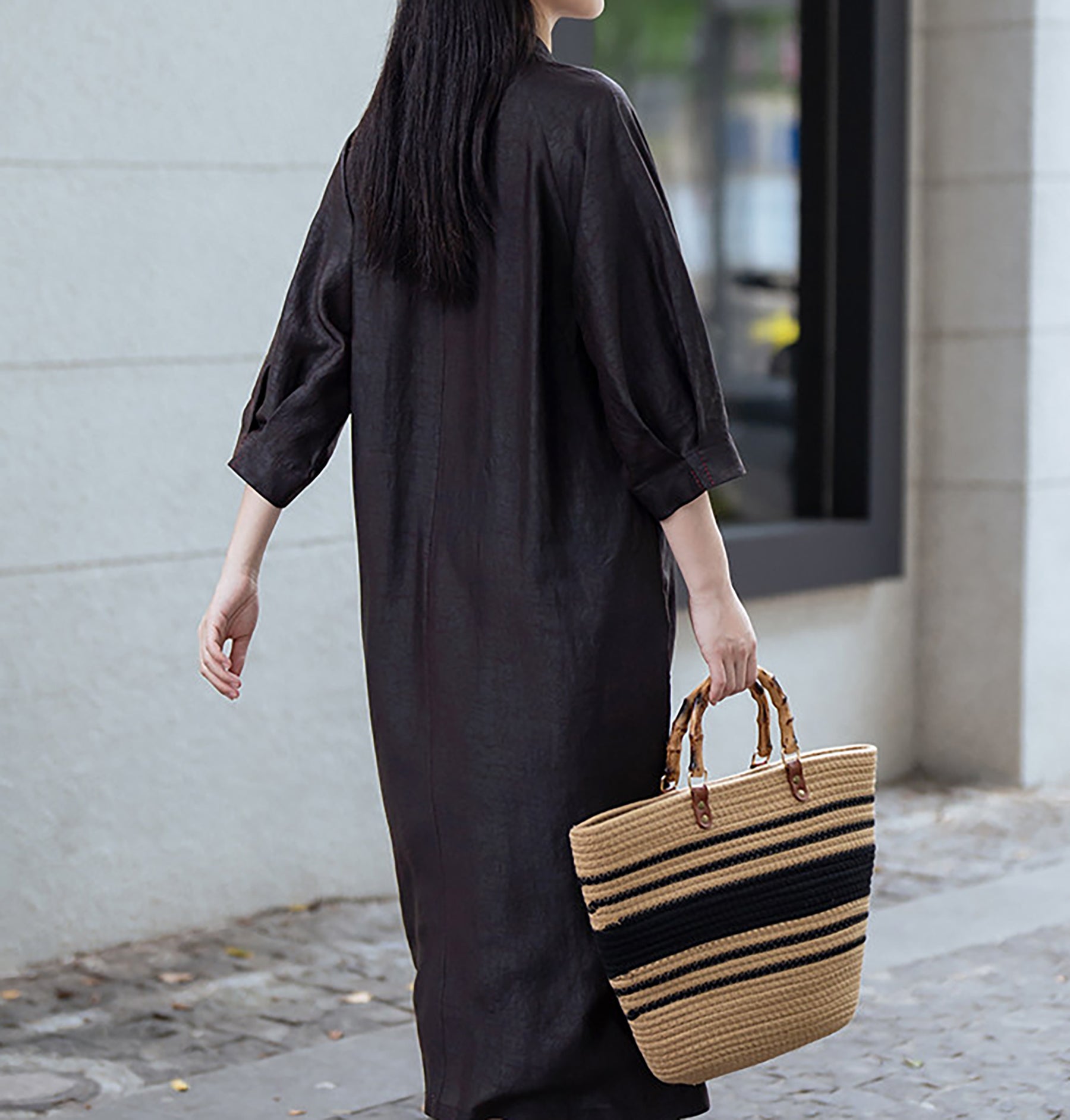 edoa Cracked Mud Silk Full Dress
