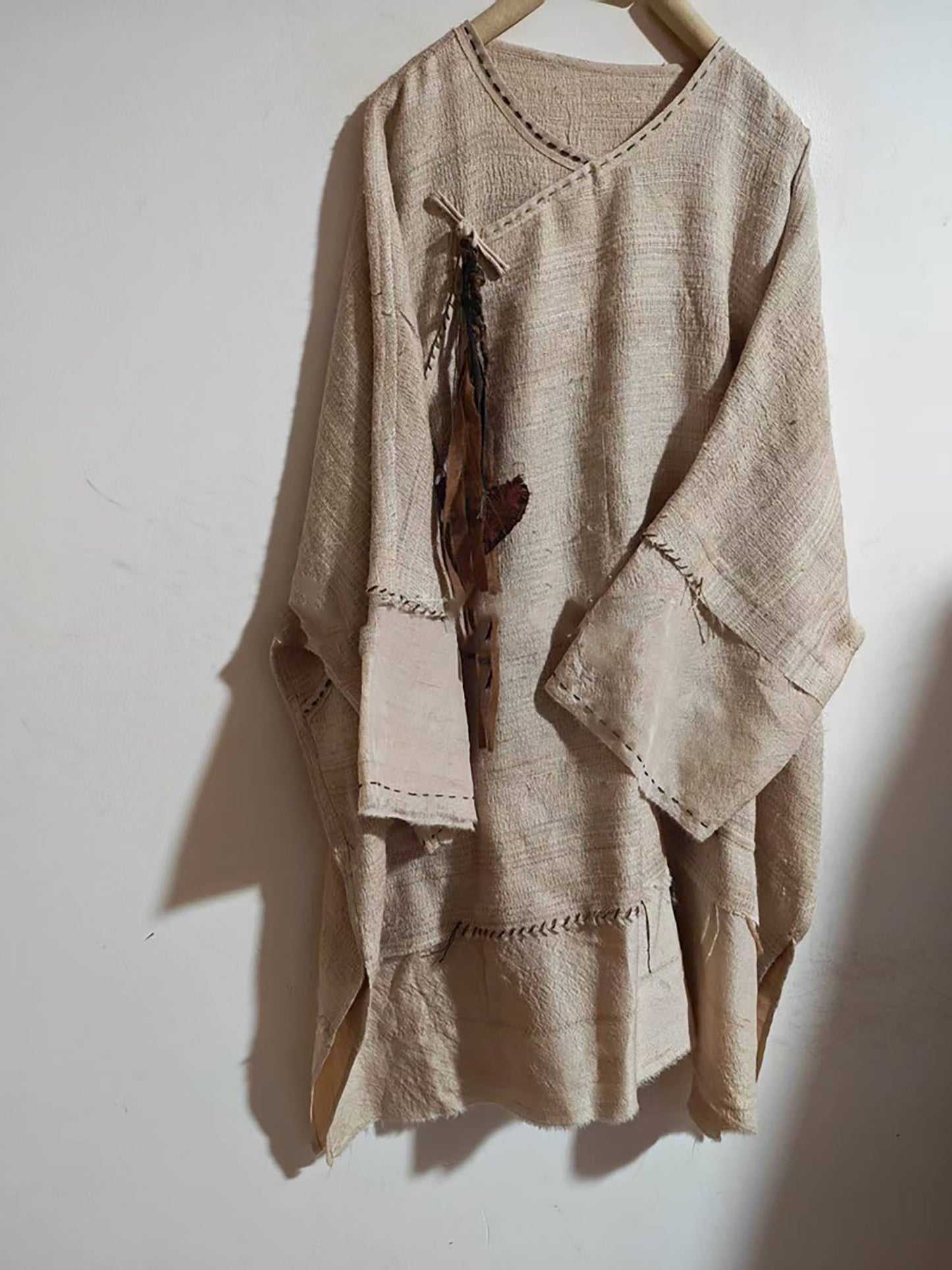 Oversized Natural Tussah Silk Slub Tunic to0329 X327
