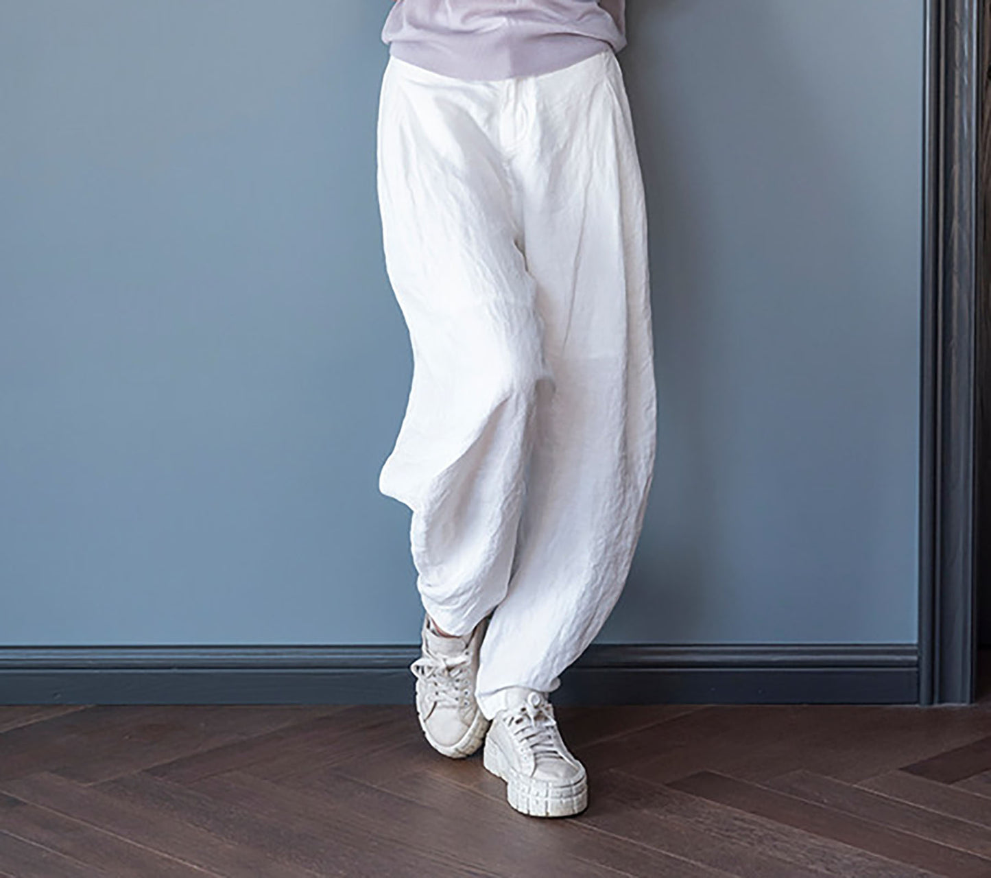 edoa Loose Fitting Tapered Linen Pants