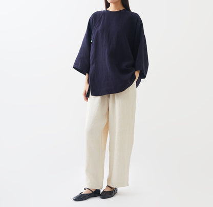 Minimalist Linen Blouse with Jade Buttons bl0022 K029