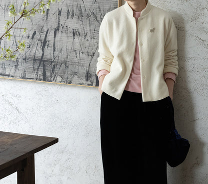 edoa Boiled Wool Short Chinese Coat
