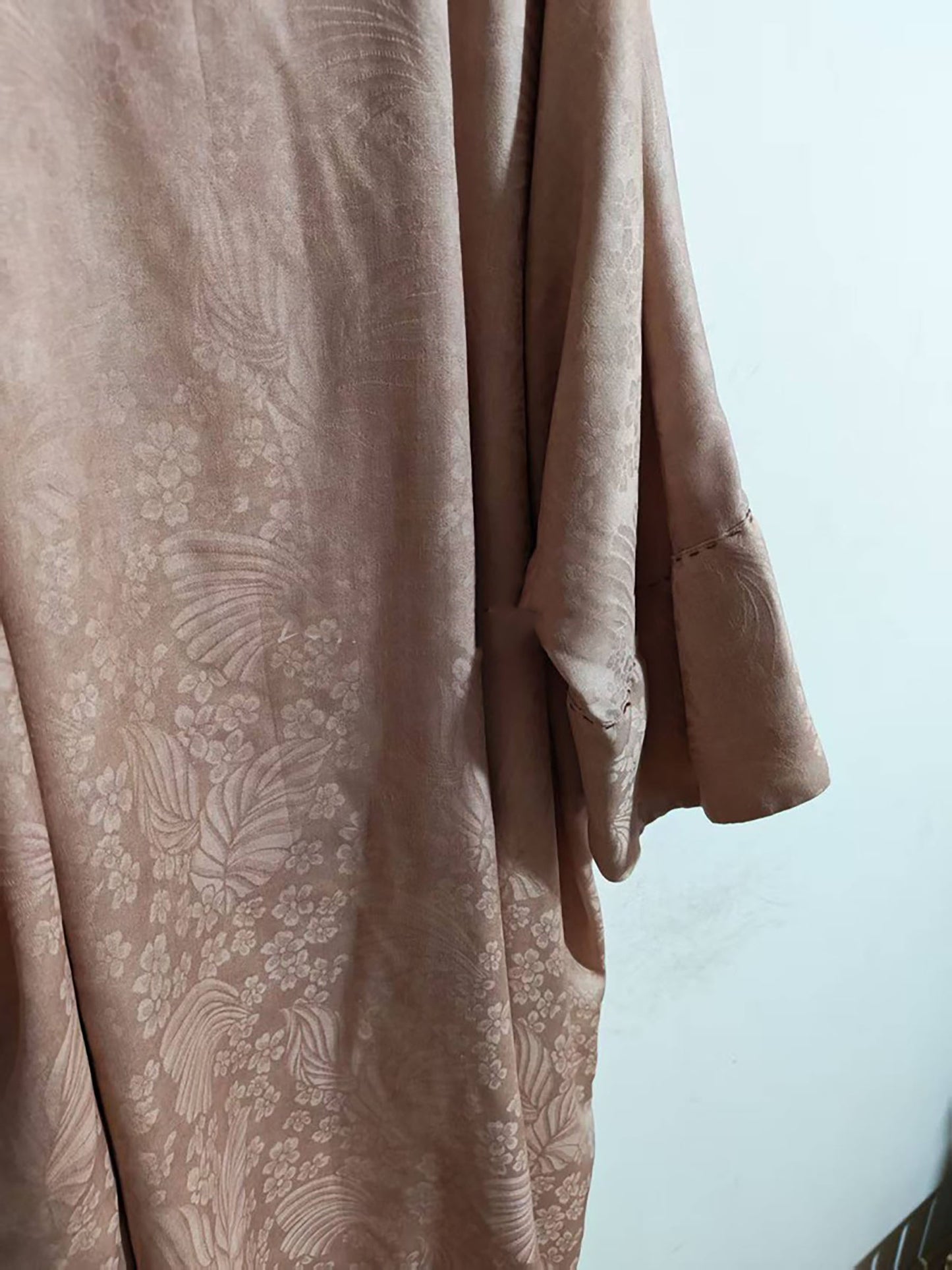 Dusty Pink Mulberry Silk Sakura Jacquard Chinese Blouse bl0147 X325