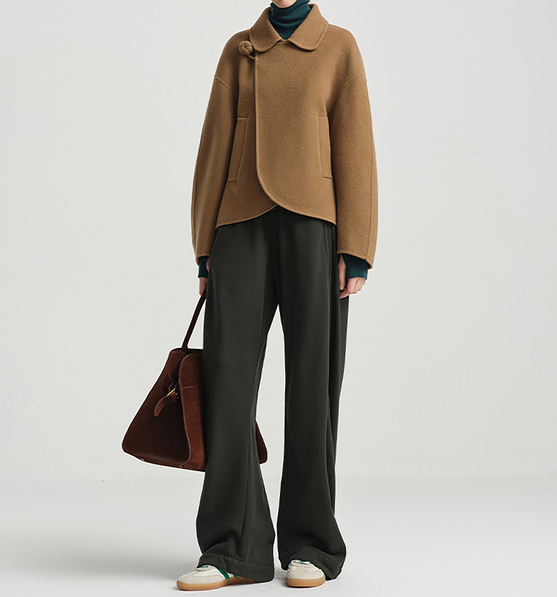 edoa New Chinese Style Double-faced Wool Peacoat