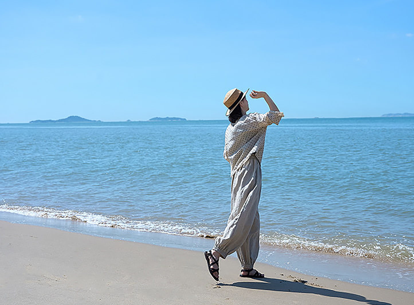 edoa Eco-friendly Flax Linen Lattern Pants 
