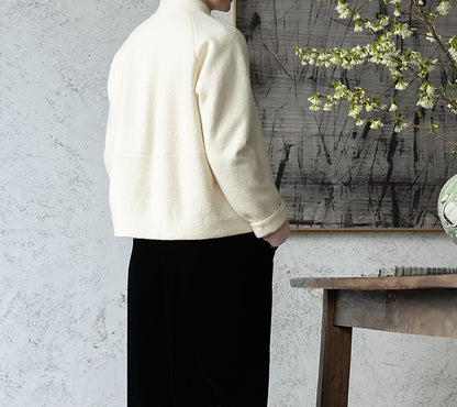 edoa Boiled Wool Short Chinese Coat