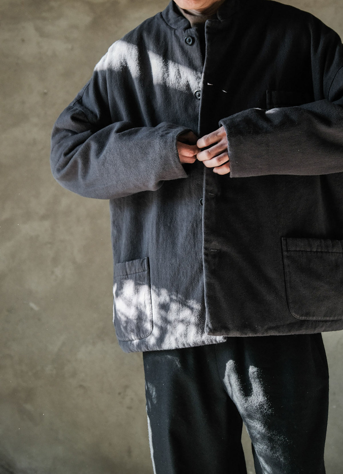 edoa Dark Gray Cotton Twill Padding Jacket