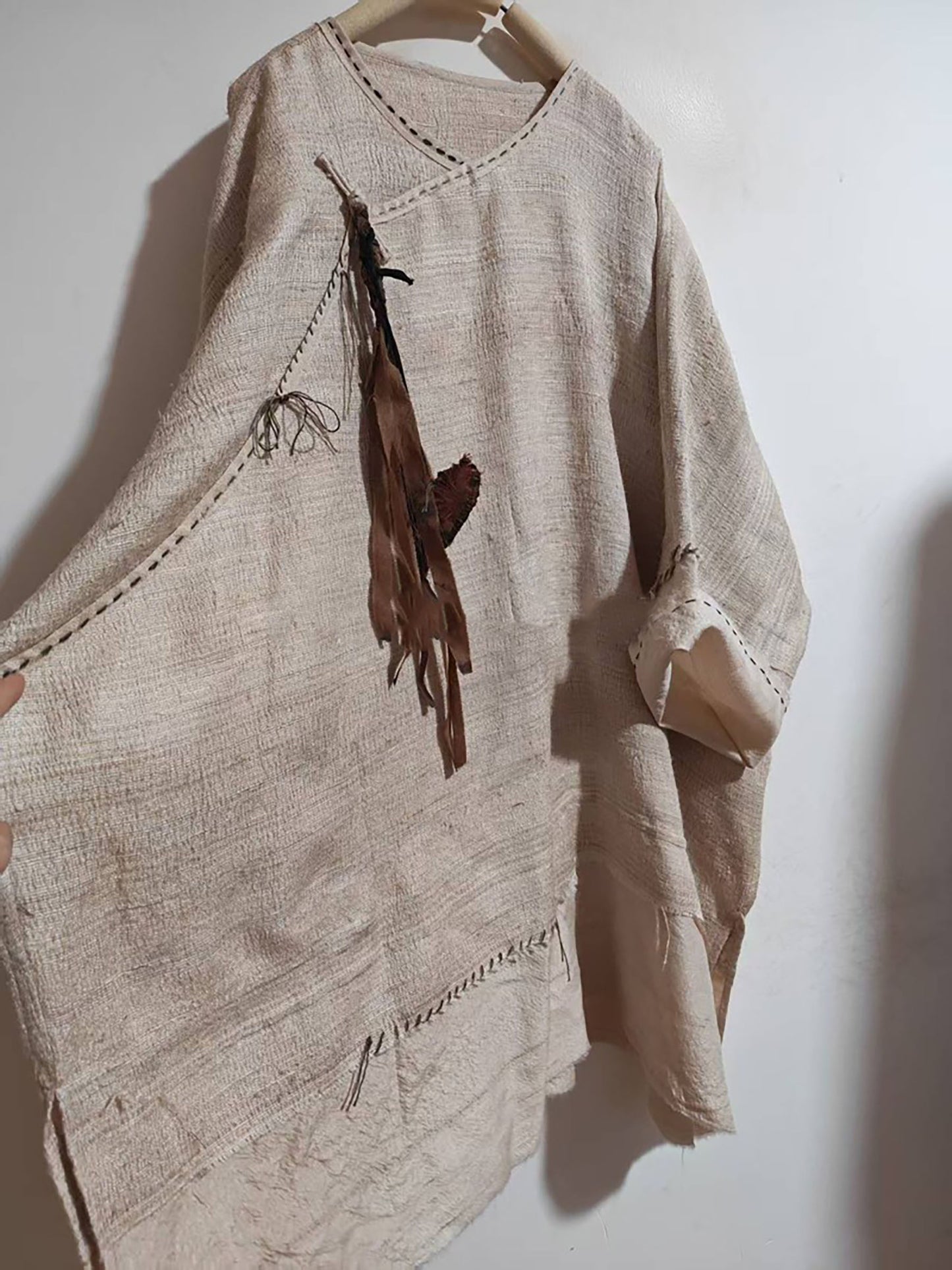Oversized Natural Tussah Silk Slub Tunic to0329 X327