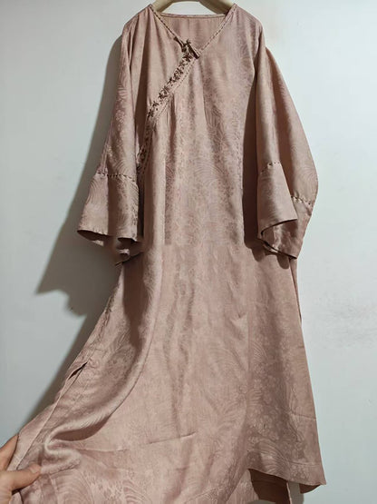 Dusty Pink Mulberry Silk Sakura Jacquard Chinese Blouse bl0147 X325
