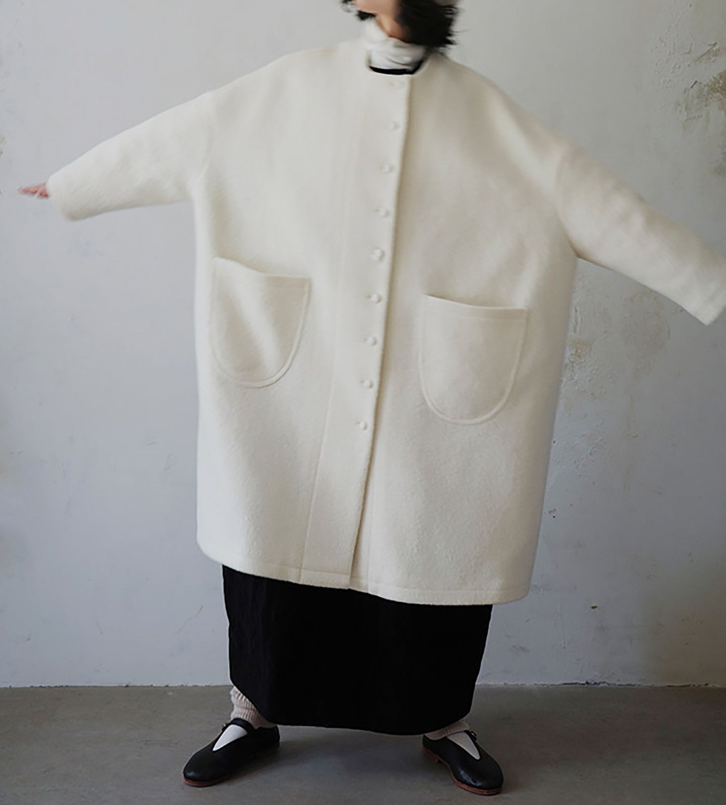 edoa Winter Boiled Wool Oversized Coat