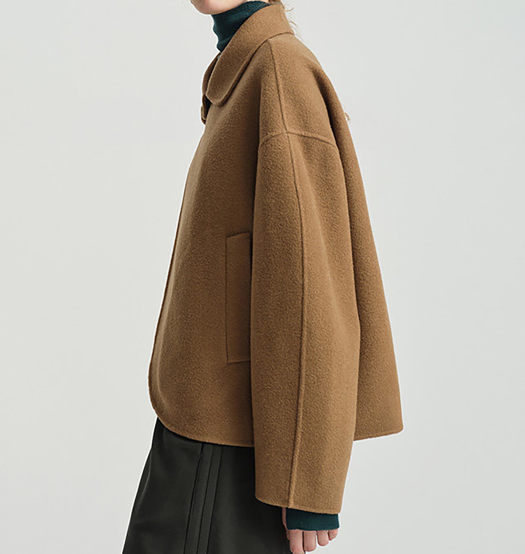 edoa New Chinese Style Double-faced Wool Peacoat