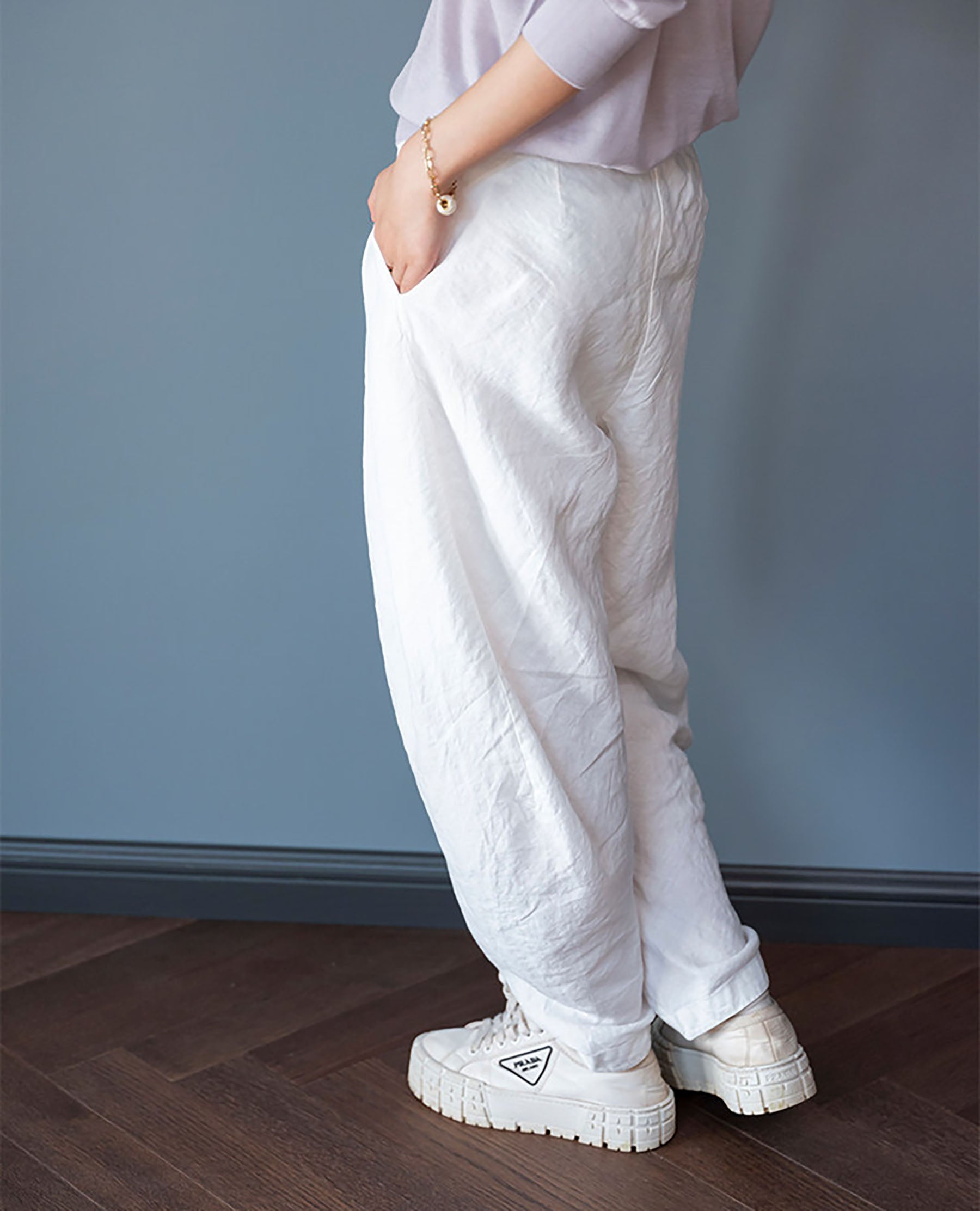edoa Loose Fitting Tapered Linen Pants