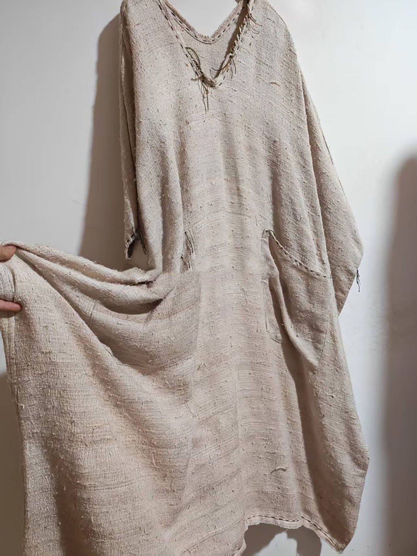 Oversized Natural Tussah Silk Slub Dress dr0391 X326