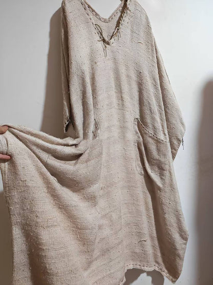 Oversized Natural Tussah Silk Slub Dress dr0391 X326