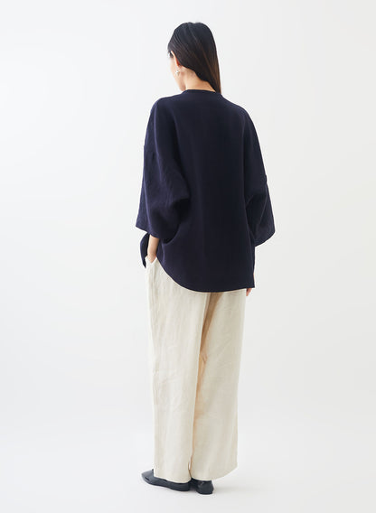 Minimalist Linen Blouse with Jade Buttons bl0022 K029